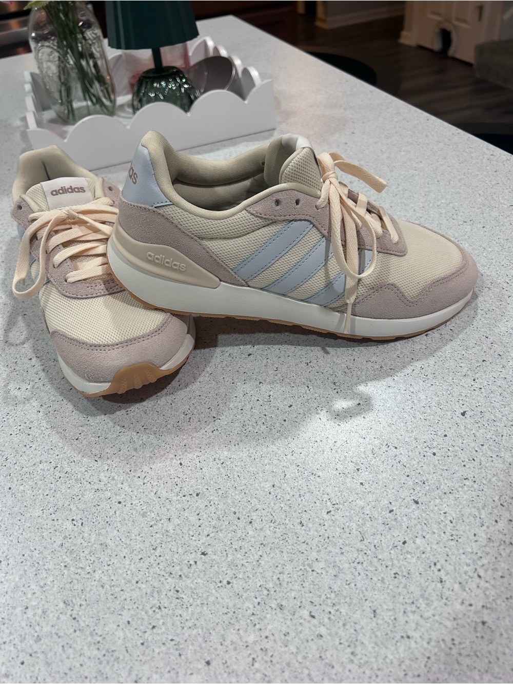 adidas Women’s Cushioned Runner Sneaker — Cream, Light Pink, Pale Blue